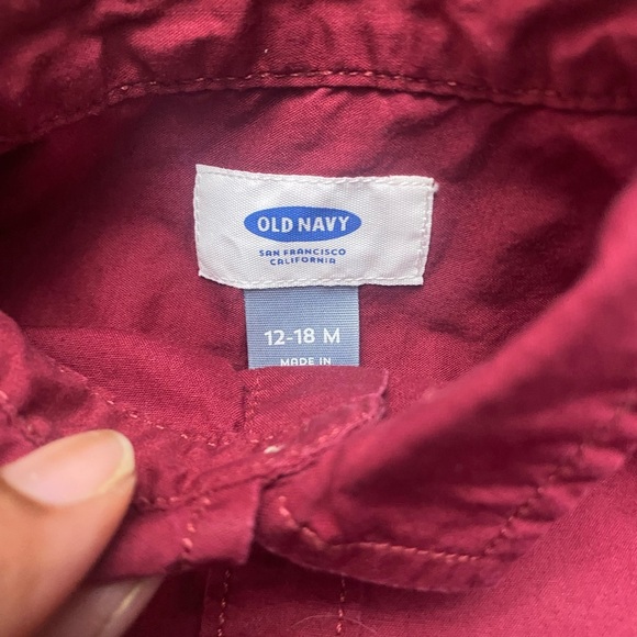 Lot of 2 Boy Button Down Long Sleeve Dress Shirts Red Gray Old Navy Cherokee 18M - Picture 3 of 7